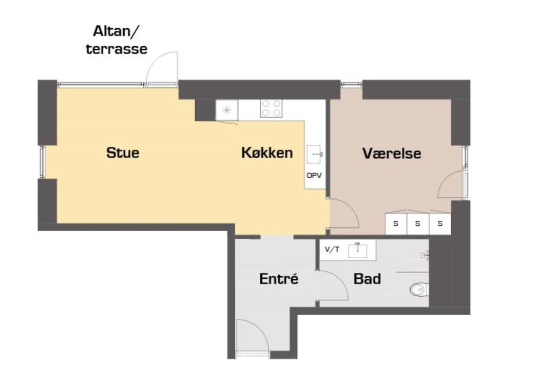 Lejlighed Spacious 1-bed W. Private Terrace *